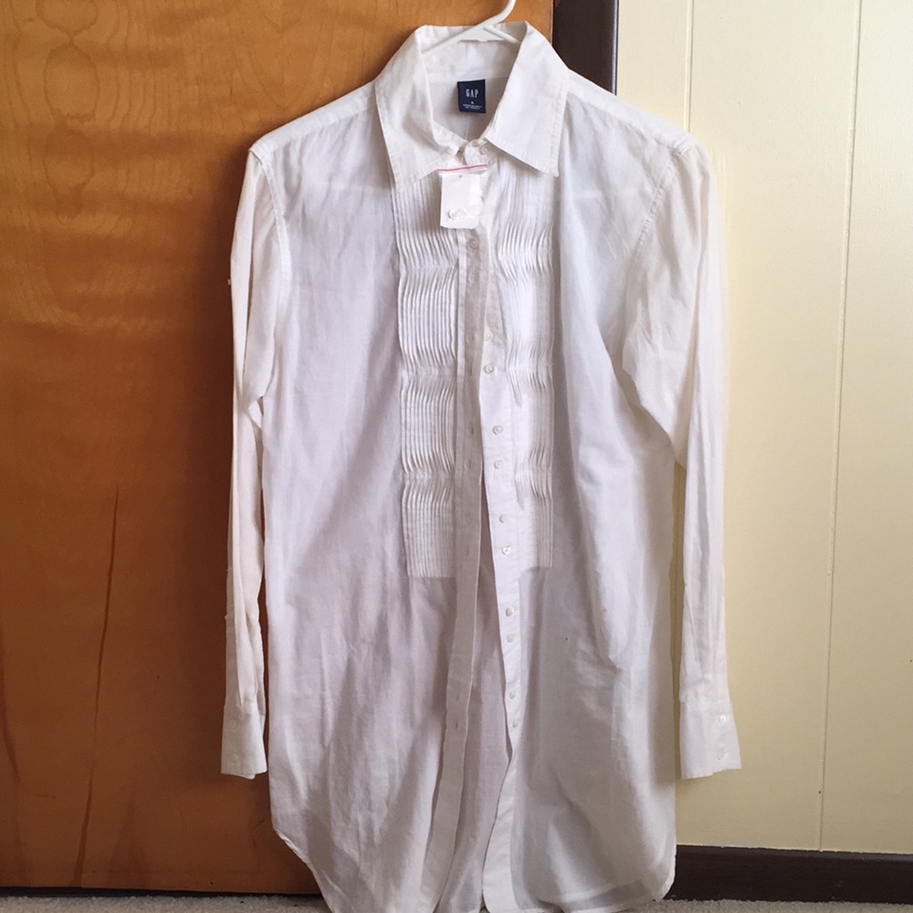 Long white button down